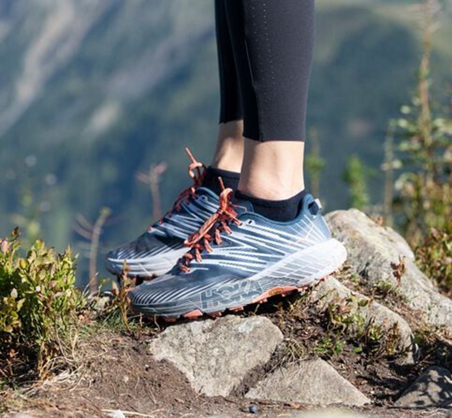 Trail Shoes Womens - Hoka One One Speedgoat 4 - Navy/White - HTABRLM-13